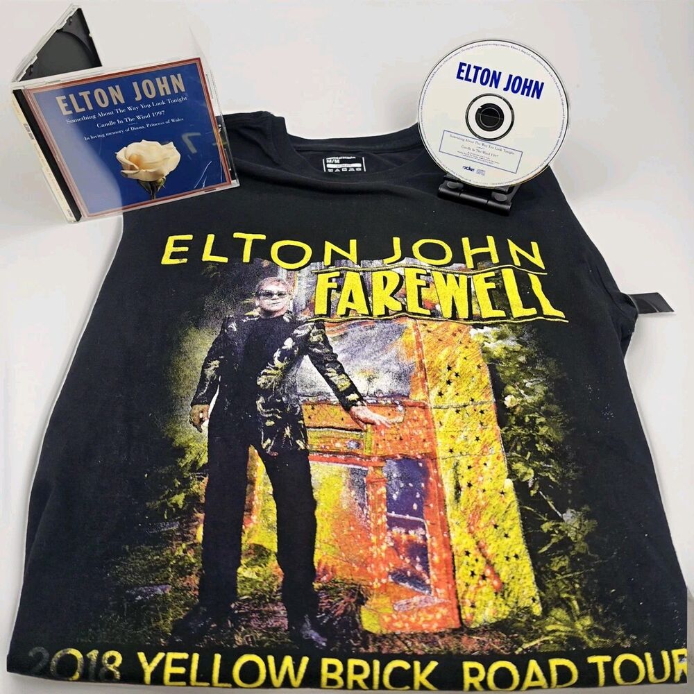Elton John Farewell Tour Shirt (M) & Candle In The Wind CD Bundle